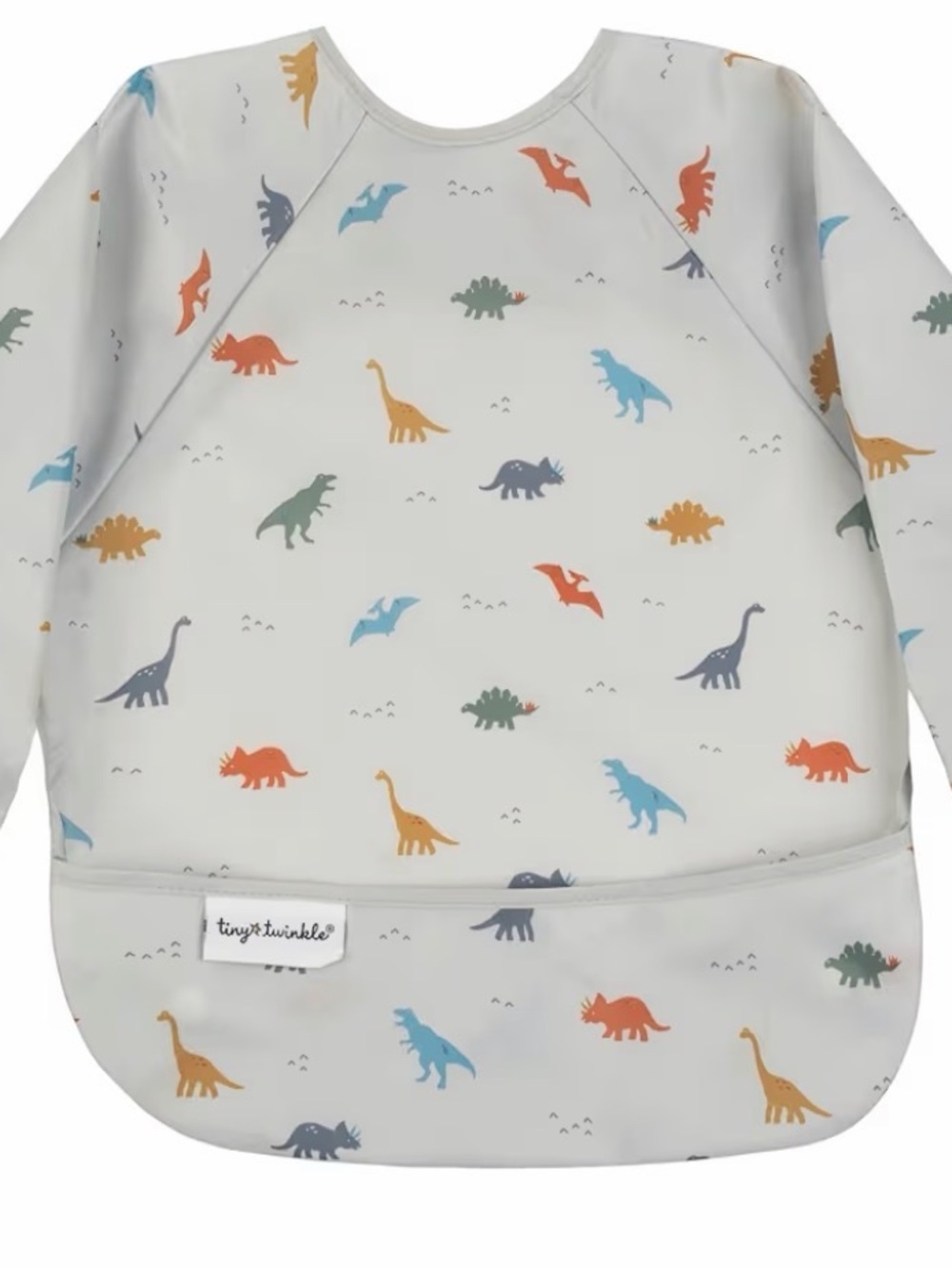 Tiny Twinkle Cream Long-Sleeve Dino Bib. Small.   A2